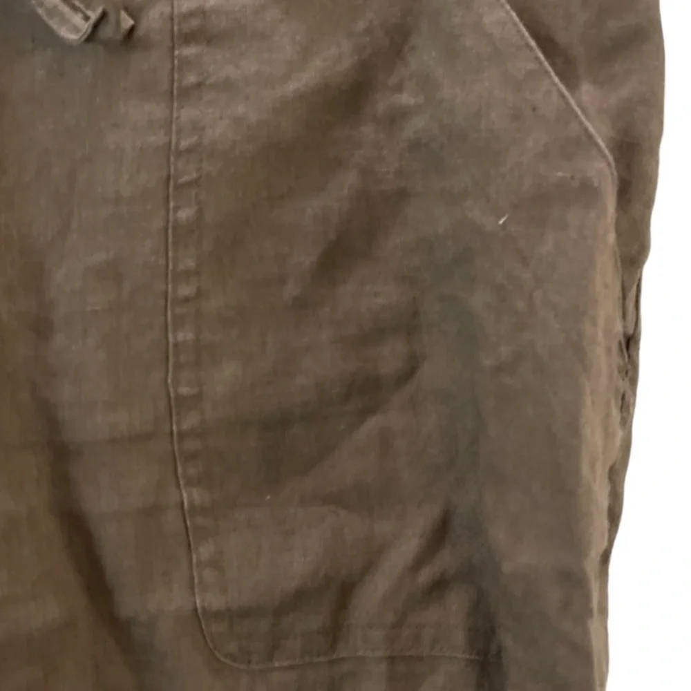 H&M 100% Linen Coffee Tan‎ Brown Tie Front Wide Leg Pants 10
